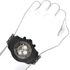 Men's Black Diamond Watch By LUXURMAN 2.25ct -Jewelry Sales Store mens black diamond watches by luxurman 225ct p 44428bod