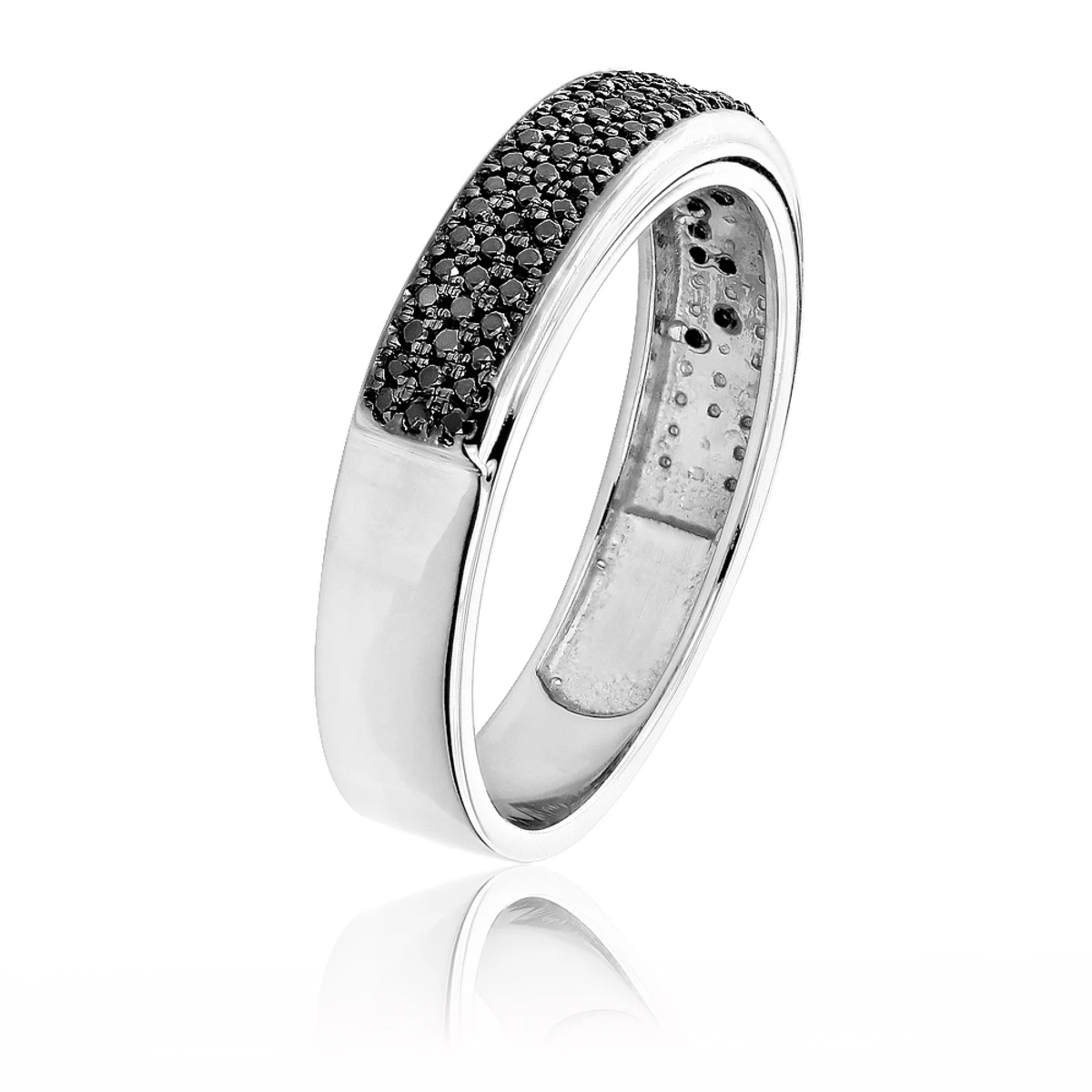 Men's Black Diamond Wedding Band 0.6ct 14K White Gold Pave Diamonds Ring 3 Men's Black Diamond Wedding Band 0.6ct 14K White Gold Pave Diamonds Ring - Image 3