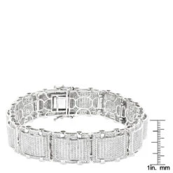 Men's 10K White Gold Pave Diamond Bracelet 5.25ct Bracelet -Jewelry Sales Store mens bracelets 10k gold pave diamond bracelet 525ct rulerwh