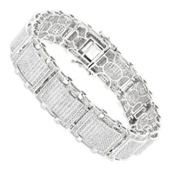 Men's 10K White Gold Pave Diamond Bracelet 5.25ct Bracelet