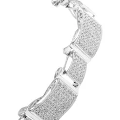 Men's 10K White Gold Pave Diamond Bracelet 4.60ct -Jewelry Sales Store mens bracelets 10k pave diamond bracelet 460ct p 38808back