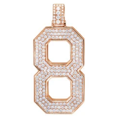 Men's Custom 14K White Gold Large 7 Carat VVS Diamonds Number 8 Pendant -Jewelry Sales Store mens custom pendant jewelry 14k gold large 7 carat vvs diamonds number 8 001288 ro