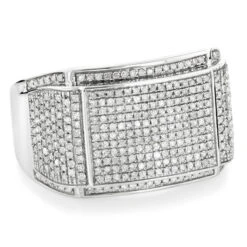 Men's Diamond Band 10K White Gold Wedding Ring 0.8 Carat