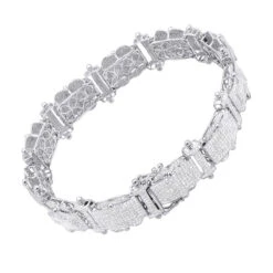 Men's Diamond Bracelet 9.66ct Sterling Silver