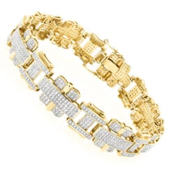 Men's 10K Yellow Gold Diamond Bracelet 3ct