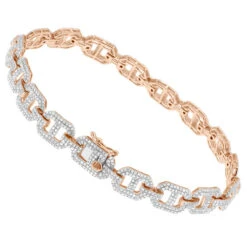 Men's Diamond Bracelet 10K Yellow Gold Mariner Chain Style 3.5 Carats -Jewelry Sales Store mens diamond bracelet solid 10k gold mariner chain style 35 carats 407170 rose 1686359585