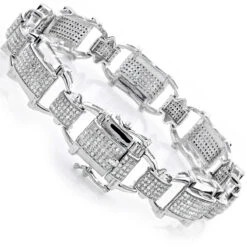 Men's Diamond 10K Yellow Gold 3.29ct Bracelet -Jewelry Sales Store mens diamond bracelets 10k gold 329ct p 43623 back