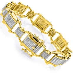 Men's Diamond 10K Yellow Gold 3.29ct Bracelet -Jewelry Sales Store mens diamond bracelets 10k gold 329ct p 43623 backye