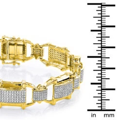 Men's Diamond 10K Yellow Gold 3.29ct Bracelet -Jewelry Sales Store mens diamond bracelets 10k gold 329ct p 43623 boxye