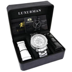 Men's Diamond Chronograph Watch By Luxurman 0.75ct Escalade -Jewelry Sales Store mens diamond chronograph watch by luxurman 075ct escalade box