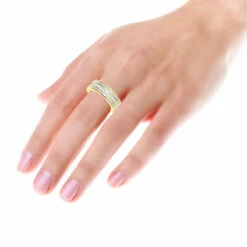 Men's Diamond Eternity Band 18K Yellow Gold Ring Baguette & Round Diamonds 4.5ct -Jewelry Sales Store mens diamond eternity band 18k gold ring baguette round diamonds 45ct 100659 body yellow