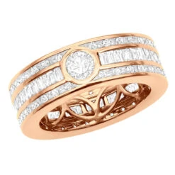 Men's Diamond Eternity Band 18K Yellow Gold Ring Baguette & Round Diamonds 4.5ct -Jewelry Sales Store mens diamond eternity band 18k gold ring baguette round diamonds 45ct 100659 rose