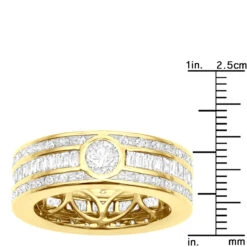 Men's Diamond Eternity Band 18K Yellow Gold Ring Baguette & Round Diamonds 4.5ct -Jewelry Sales Store mens diamond eternity band 18k gold ring baguette round diamonds 45ct 100659 ruler yellow