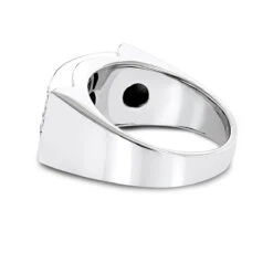 Men's Diamond 14K White Gold Ring By Luxurman 0.8ct Wedding Band -Jewelry Sales Store mens diamond gold ring by luxurman 08ct 14k wedding band backwh