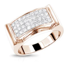 Men's Diamond 14K White Gold Ring By Luxurman 0.8ct Wedding Band -Jewelry Sales Store mens diamond gold ring by luxurman 08ct 14k wedding band ro