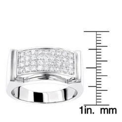 Men's Diamond 14K White Gold Ring By Luxurman 0.8ct Wedding Band -Jewelry Sales Store mens diamond gold ring by luxurman 08ct 14k wedding band rulerwh