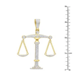 Men's Diamond Pendant | 3.25in Large 10K Yellow Gold Libra Pendant 3 Carats -Jewelry Sales Store mens diamond pendant 325in large real 10k gold libra pendant 3 carats 100503 rulerye