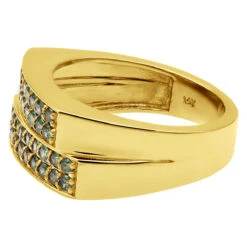 Men's Diamond Ring With Green Diamonds 14K Yellow Gold Unique Design 1.1ct -Jewelry Sales Store mens diamond ring with green diamonds 14k gold unique design 11ct 405882 g backye