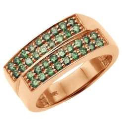 Men's Diamond Ring With Green Diamonds 14K Yellow Gold Unique Design 1.1ct -Jewelry Sales Store mens diamond ring with green diamonds 14k gold unique design 11ct 405882 g ro