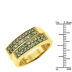 Men's Diamond Ring With Green Diamonds 14K Yellow Gold Unique Design 1.1ct -Jewelry Sales Store mens diamond ring with green diamonds 14k gold unique design 11ct 405882 g rulerye