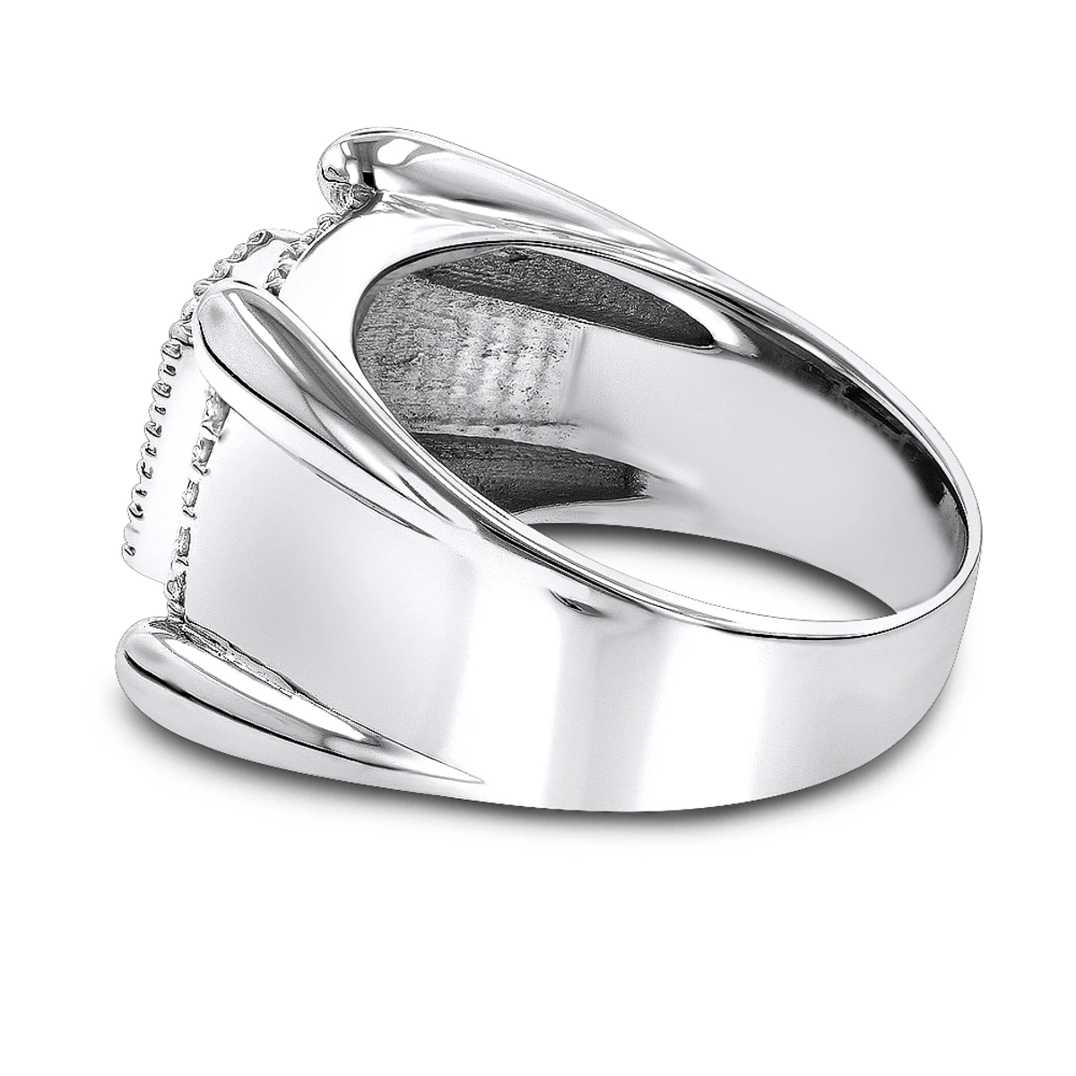 Men's 10K White Gold Round Diamond Ring 0.8ct 4 Men's 10K White Gold Round Diamond Ring 0.8ct - Image 4