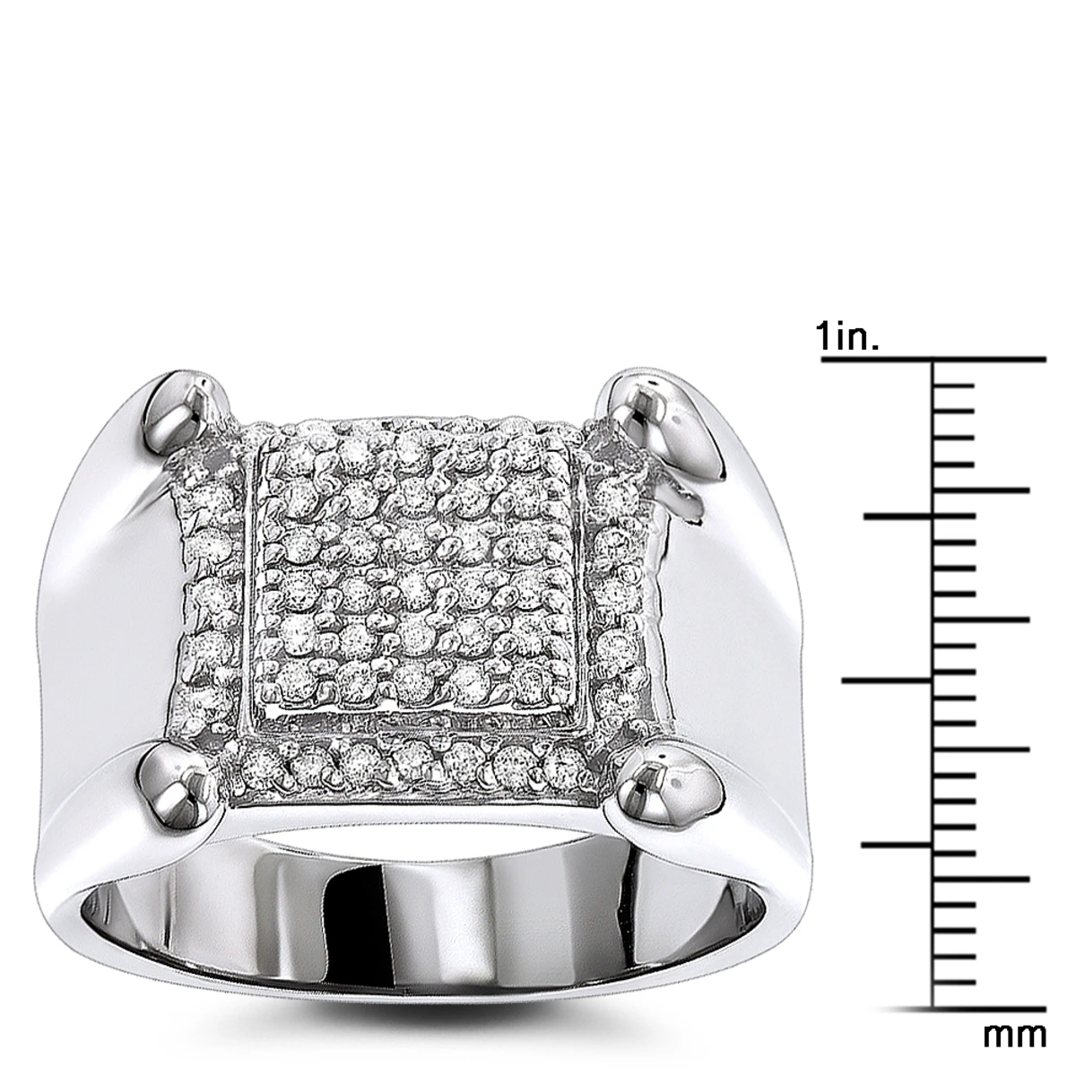 Men's 10K White Gold Round Diamond Ring 0.8ct 6 Men's 10K White Gold Round Diamond Ring 0.8ct - Image 6