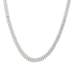 Men's Diamond Tennis Chain 10K Yellow Gold Affordable 2 Row Necklace 1ct -Jewelry Sales Store mens diamond tennis chain in real 10k gold affordable 2 row necklace 1ct 407129 box rose