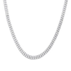 Men's Diamond Tennis Chain 10K Yellow Gold Affordable 2 Row Necklace 1ct -Jewelry Sales Store mens diamond tennis chain in real 10k gold affordable 2 row necklace 1ct 407129 box white