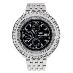 Men's Diamond Watch Breitling Navitimer 46mm Black Dial