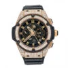 Men's Diamond Watch Hublot King Power 18K Gold 48mm Black Dial