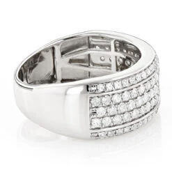 Men's Diamond Wedding Band Designer Ring By Luxurman 1.5ct 14K White Gold -Jewelry Sales Store mens diamond wedding band designer ring by luxurman 18ct backwh