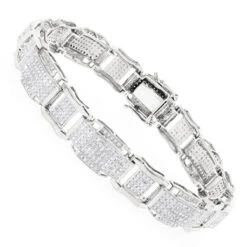 Men's 10K White Gold Bracelet With Diamonds 3.44ct