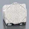 Men's Hip Hop Diamond Ring 0.87ct 10K White Gold