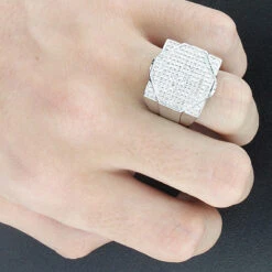 Men's Hip Hop Diamond Ring 0.87ct 10K White Gold -Jewelry Sales Store mens hip hop diamond ring 087ct 10k gold p 39893bod