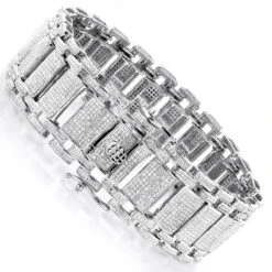 Men's Iced Out Pave Diamond Bubble Bracelet 7ct 10K Yellow Gold -Jewelry Sales Store mens iced out pave diamond bubble bracelet 975ct p 6170 back