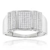 Men's Pave Diamond Ring 0.3ct Solid 10K White Gold