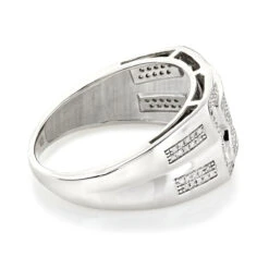 Men's Pave Diamond Ring 10K White Gold Wedding Band 0.45ct -Jewelry Sales Store mens pave diamond ring 10k gold wedding band 045ct backwh