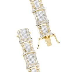 Men's Real Diamond Bracelet 10K Yellow Gold 4ct -Jewelry Sales Store mens real diamond bracelet 10k 471ct p 43453 backye