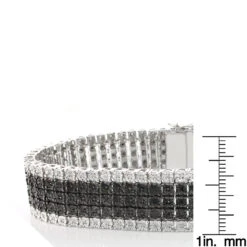 Men's Silver Diamond Bracelet 1.20ct Black And White -Jewelry Sales Store mens silver diamond bracelet 120ct black and white p 49426 ruler
