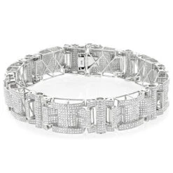 Men's Sterling Silver Diamond Bracelet 7ct