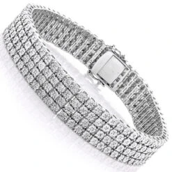 Men's Sterling Silver 4 Row Diamond Bracelet 0.63ct