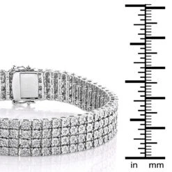 Men's Sterling Silver 4 Row Diamond Bracelet 0.63ct -Jewelry Sales Store mens sterling silver bracelets 4 row diamond bracelet 052ct p 46832 box