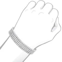 Men's Sterling Silver 4 Row Diamond Bracelet 0.63ct -Jewelry Sales Store mens sterling silver bracelets 4 row diamond bracelet 052ct p 46832bod