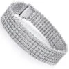 Men's Sterling Silver 5 Row Diamond Bracelet 0.81ct