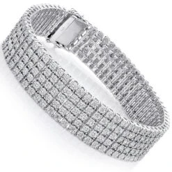 Men's Sterling Silver 5 Row Diamond Bracelet 0.81ct