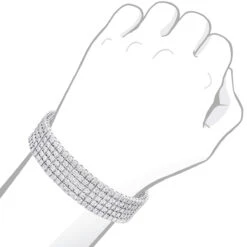 Men's Sterling Silver 5 Row Diamond Bracelet 0.81ct -Jewelry Sales Store mens sterling silver bracelets 5 row diamond bracelet 067ct p 46833bod