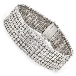 Men's Sterling Silver 6 Row Diamond Bracelet 1.01ct