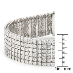 Men's Sterling Silver 6 Row Diamond Bracelet 1.01ct -Jewelry Sales Store mens sterling silver bracelets diamond bracelet 084ct p 47443 ruler