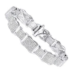 Men's Sterling Silver Diamond Bracelet 4 Ct