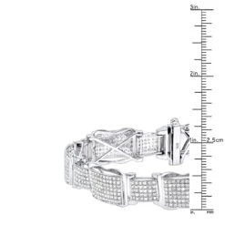 Men's Sterling Silver Diamond Bracelet 4 Ct -Jewelry Sales Store mens sterling silver diamond bracelet 460ct p 43103 ruler
